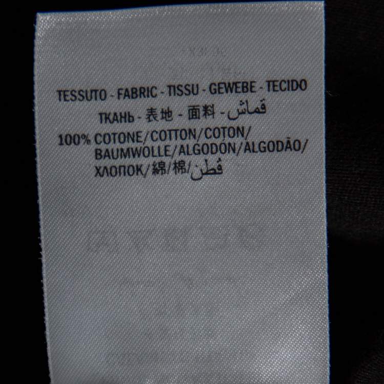 Pre Owned Gucci Black Logo Print Washed Cotton Distressed Effect T-Shirt M