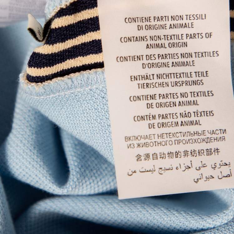 Pre Owned Gucci Blue Cotton Pique Embroidered Logo Patch Detailed Polo T-Shirt M