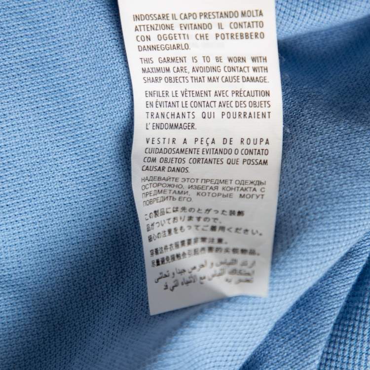 Pre Owned Gucci Blue Cotton Pique Embroidered Motif Polo T-Shirt L