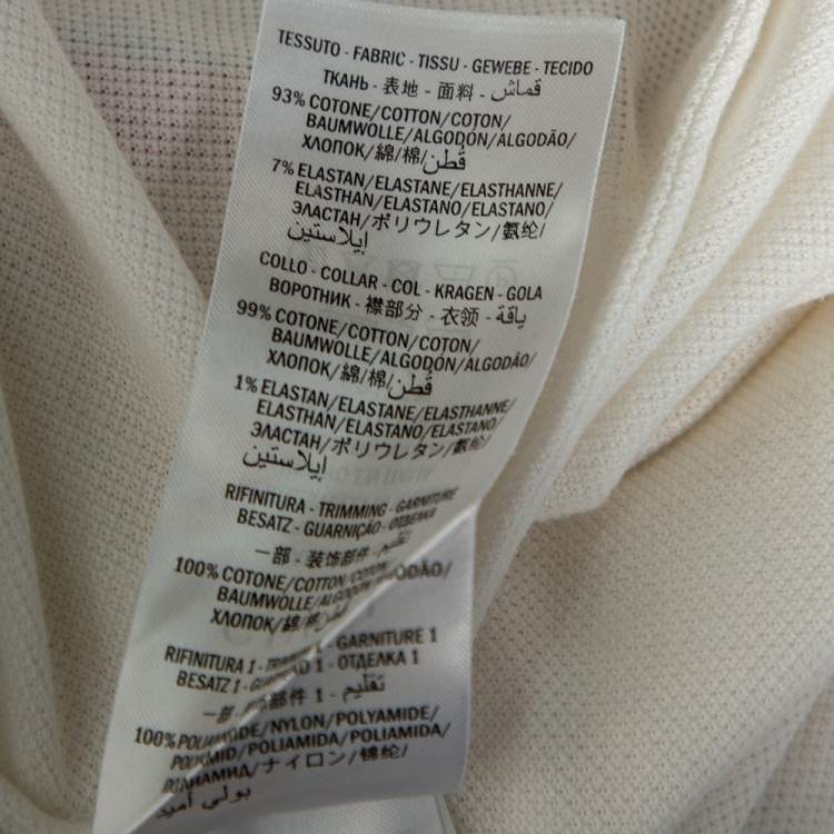 Pre Owned Gucci White Cotton Pique Contrast Collar Logo Strip Detail Polo T-Shirt L