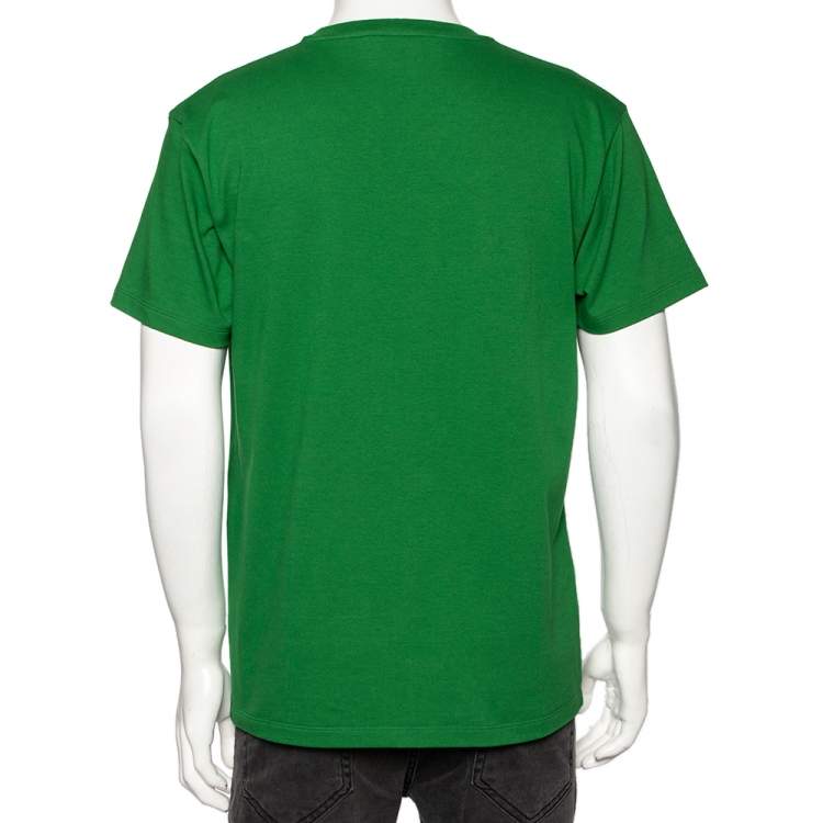 Pre Owned Gucci Green Cotton Logo Printed Short Sleeve T-Shirt XS