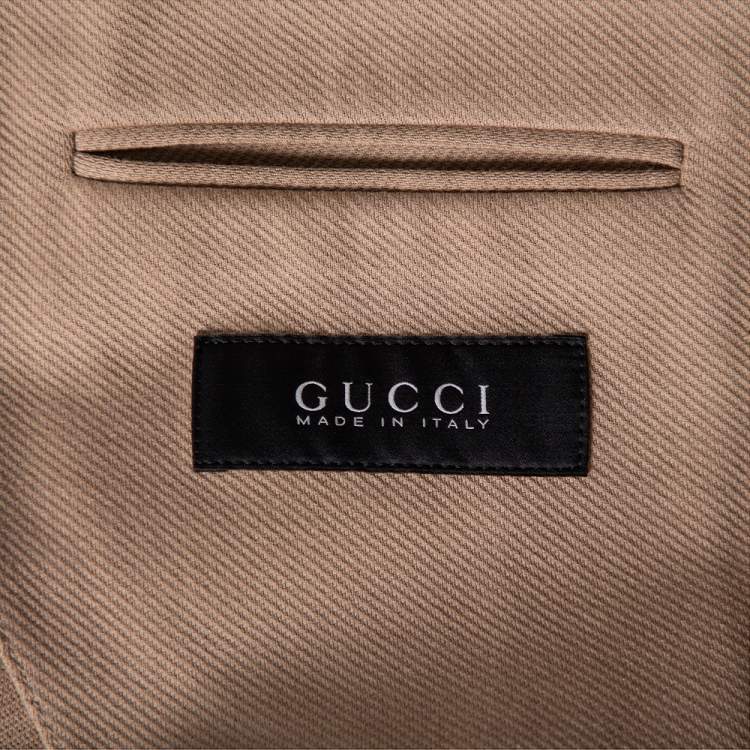 Pre Owned Gucci Beige Cotton Knit Pocketed Single Breasted Blazer XL