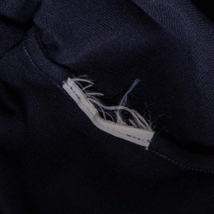 Pre Owned Gucci Navy Blue Cotton Pique Crest Embroidered Polo T-Shirt XL