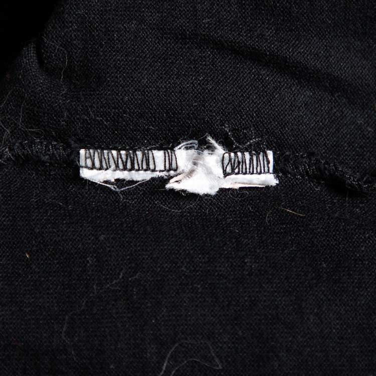 Pre Owned Gucci Black Cotton Knit Web Stripe Detail V-Neck t-Shirt L
