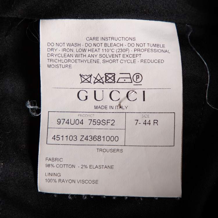 Pre Owned Gucci Dark Blue Cotton Chino Pants XS