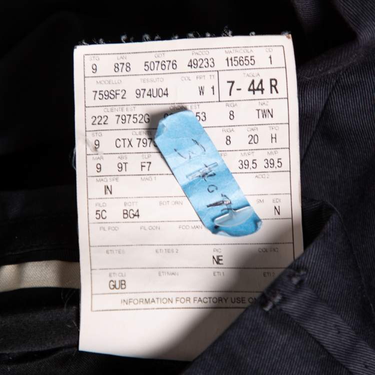 Pre Owned Gucci Dark Blue Cotton Chino Pants XS