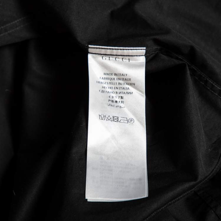 Pre Owned Gucci Black Cotton Button Front Slim Fit Shirt M