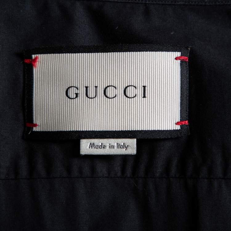 Pre Owned Gucci Black Cotton Button Front Slim Fit Shirt M