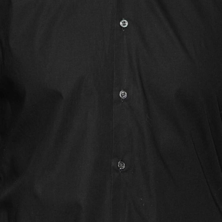 Pre Owned Gucci Black Cotton Button Front Slim Fit Shirt M
