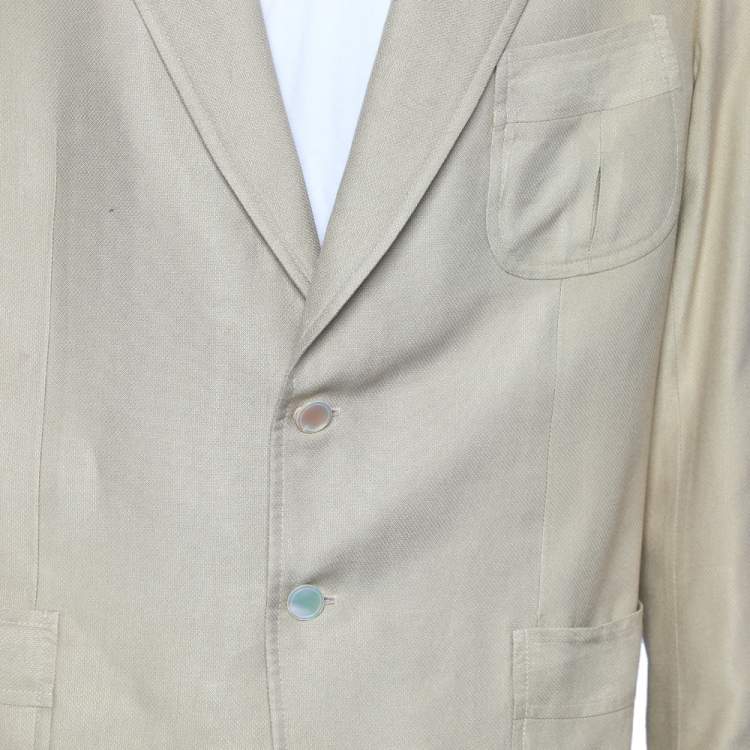 Pre Owned Gucci Beige Silk Button Front Jacket XXL