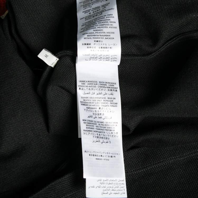 Pre Owned Gucci Black Stretch Cotton Snake Embroidered Polo T-Shirt M