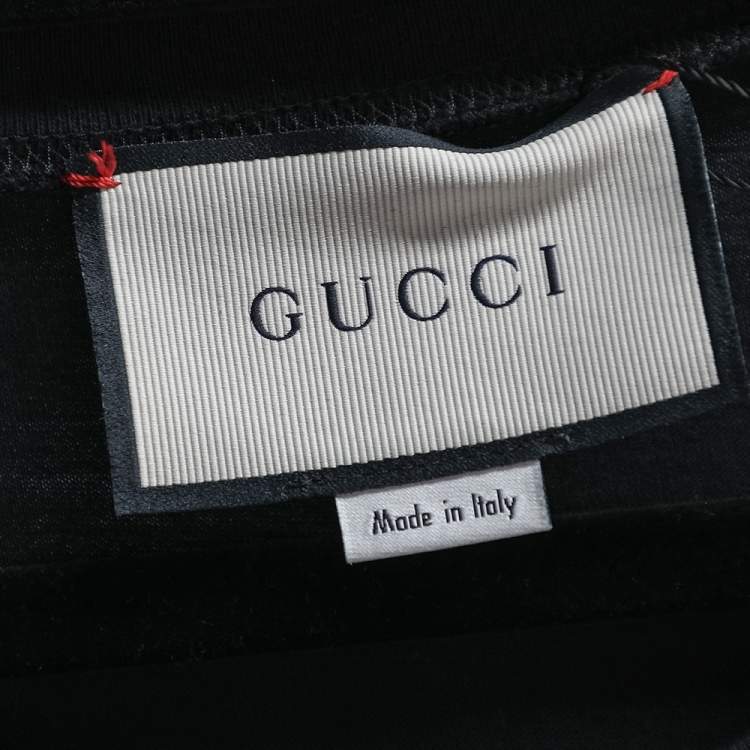 Pre Owned Gucci Black Shooting Stars Embellished Cotton T-Shirt S