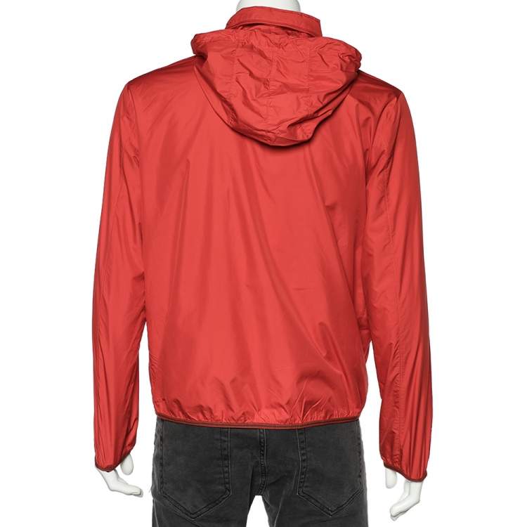 Gucci Orange Synthetic Concealed Hood Detail Windbreaker Jacket L Gucci ...