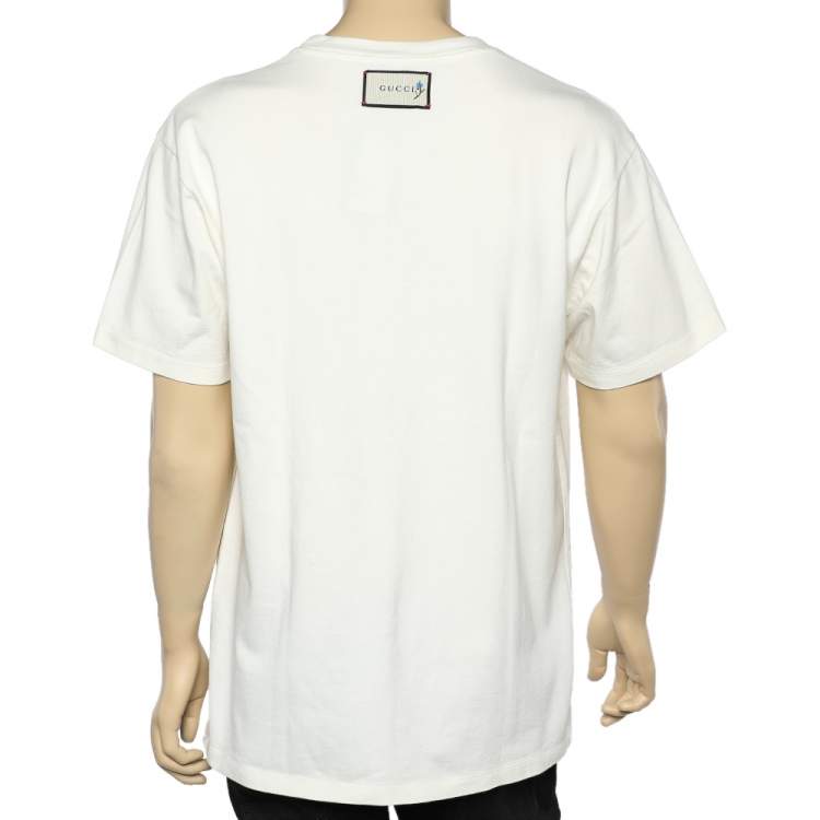 مملوكة مسبقًا Gucci Cream The Face Printed Cotton Oversized T-Shirt S