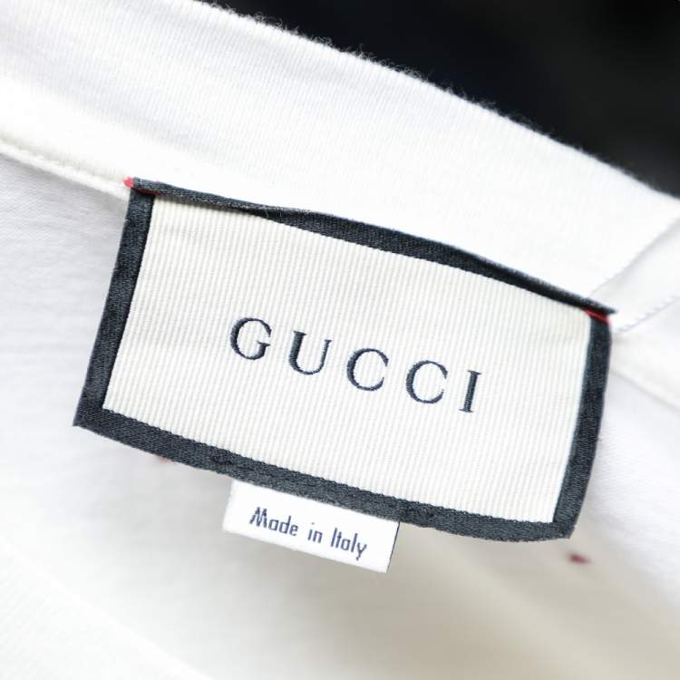 مملوكة مسبقًا Gucci Cream The Face Printed Cotton Oversized T-Shirt S