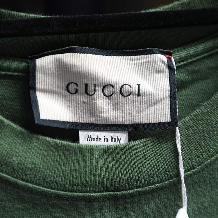 Pre Owned Gucci Green Logo Mask Print Cotton Oversized T-Shirt S