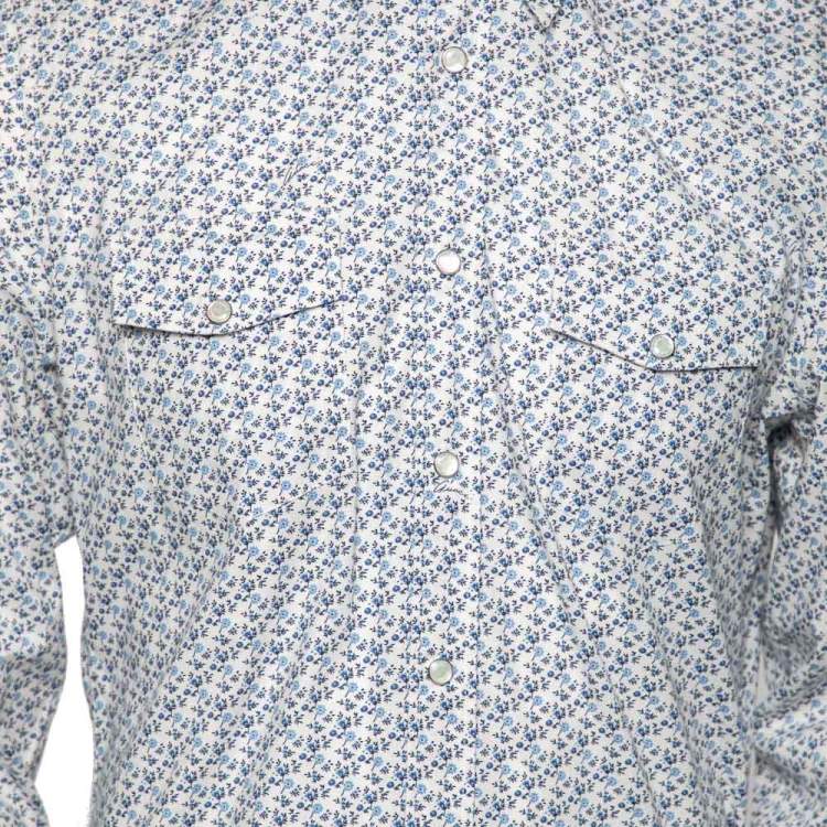 Pre Owned Gucci White Floral Printed Long Sleeve Shirt L