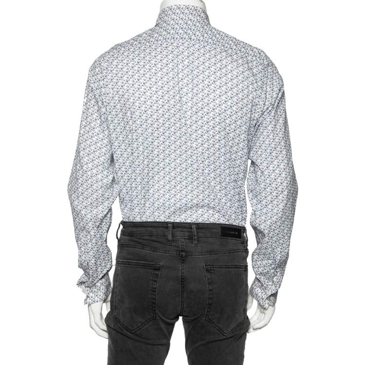 Pre Owned Gucci White Floral Printed Long Sleeve Shirt L