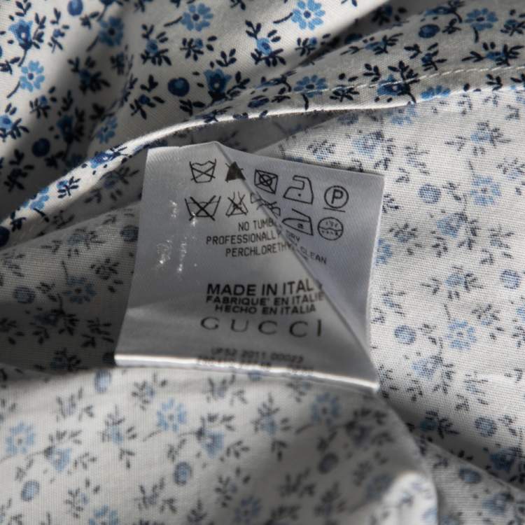 Pre Owned Gucci White Floral Printed Long Sleeve Shirt L