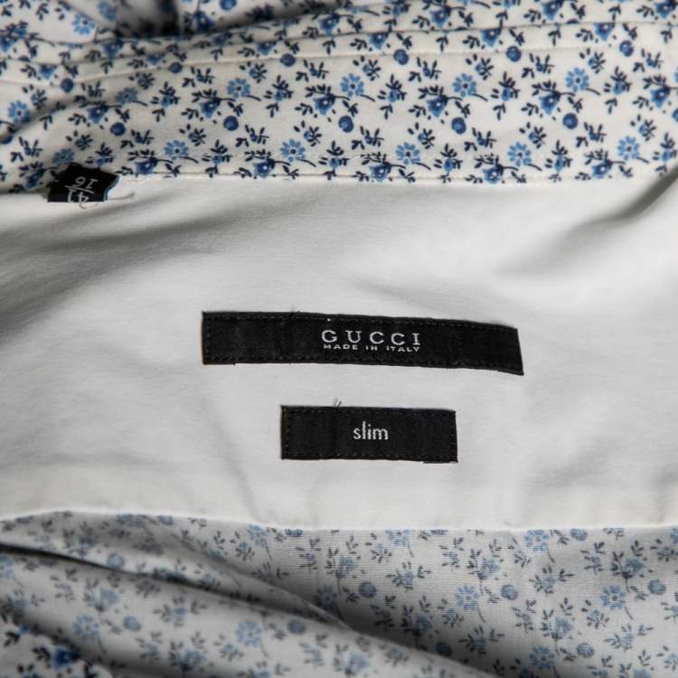 Pre Owned Gucci White Floral Printed Long Sleeve Shirt L