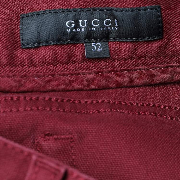 Pre Owned Gucci Burgundy Denim Skinny Jeans XL