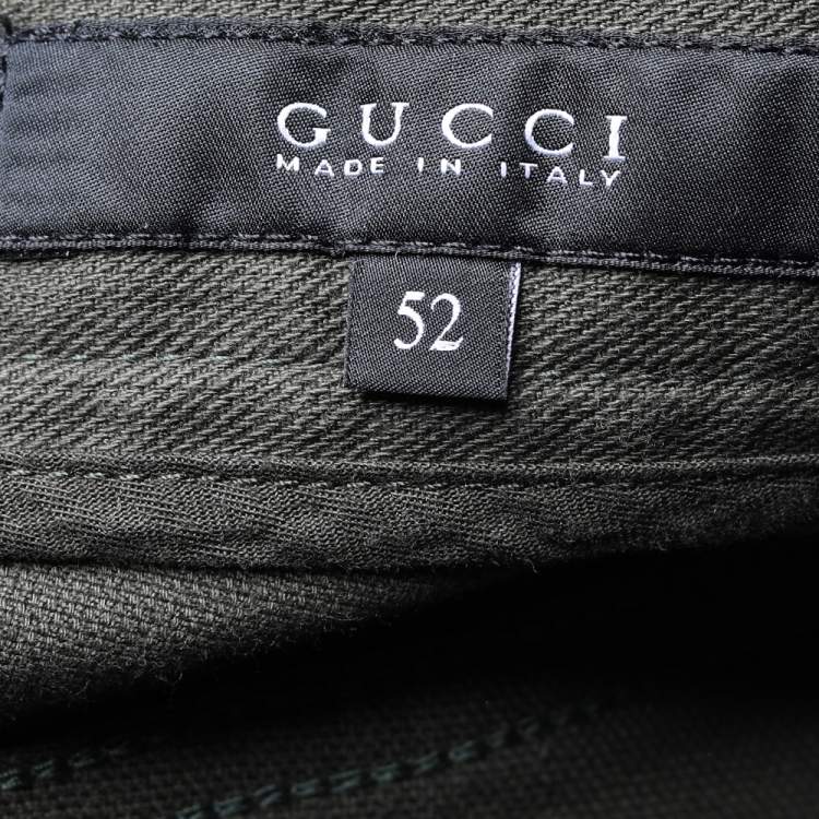 Pre Owned Gucci Olive Green Denim Riding Jeans XL
