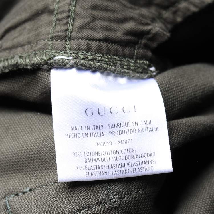 Pre Owned Gucci Olive Green Denim Riding Jeans XL