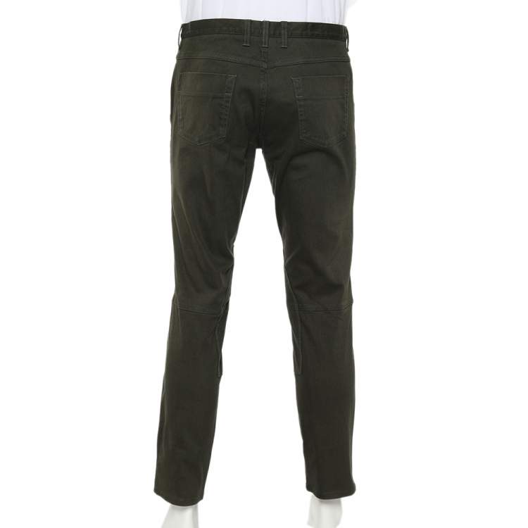 Pre Owned Gucci Olive Green Denim Riding Jeans XL