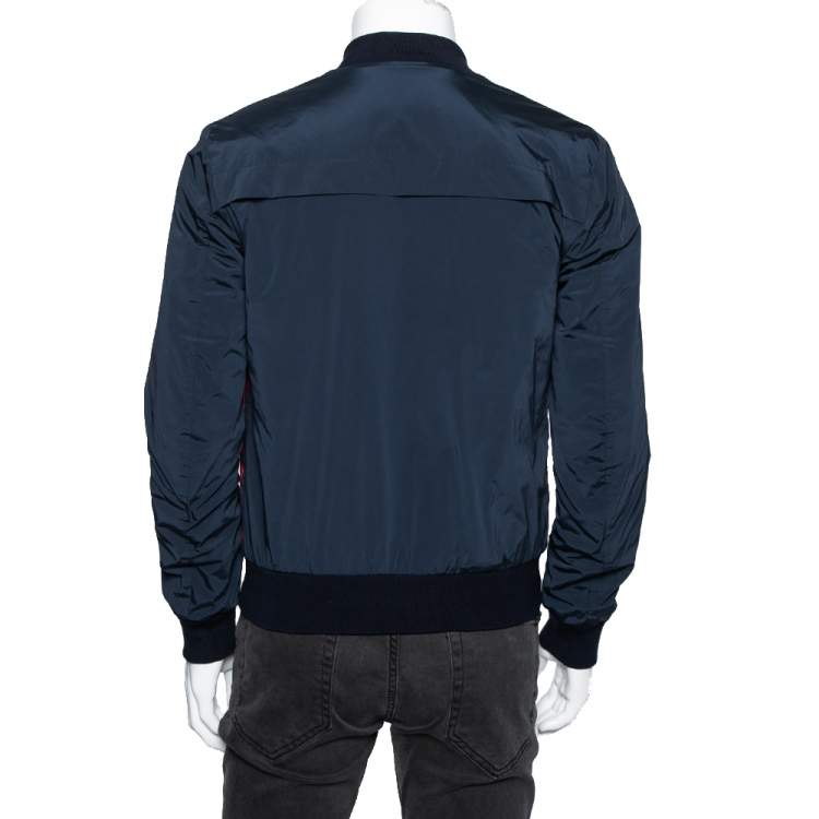 Pre Owned Gucci Navy Blue Diamante Nylon Bomber Jacket M