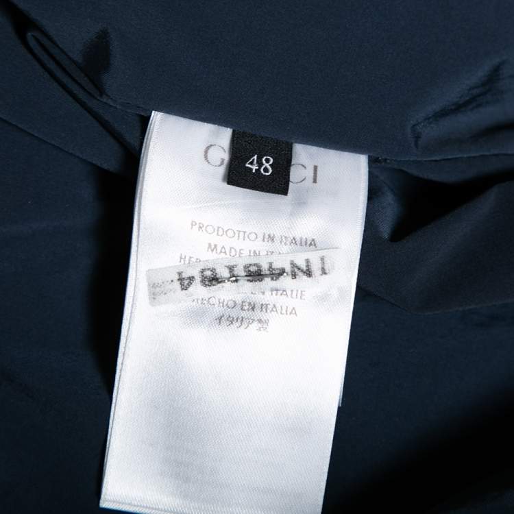 Pre Owned Gucci Navy Blue Diamante Nylon Bomber Jacket M