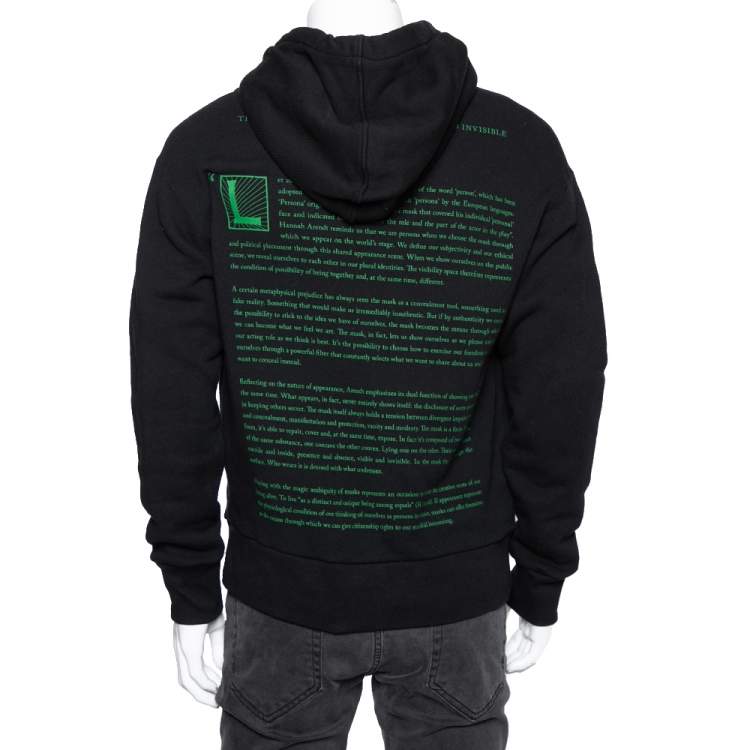 Pre Owned Gucci Black and Green Mask Cotton Graphic Print Hoodie XS