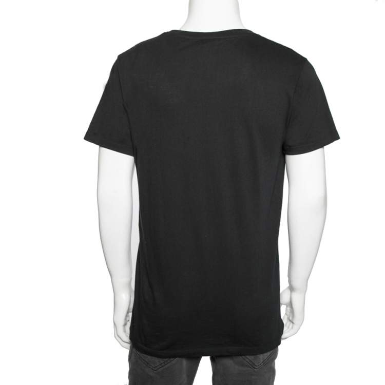Pre Owned Gucci Black Logo Printed Cotton Short Sleeve T-Shirt S