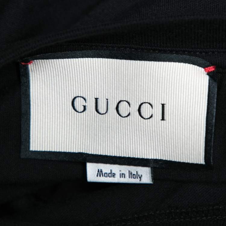 Pre Owned Gucci Black Logo Printed Cotton Short Sleeve T-Shirt S
