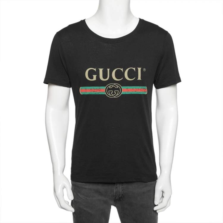 Oversize washed T-shirt with Gucci logo