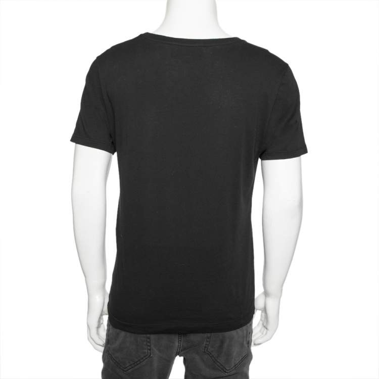 Pre Owned Gucci Black Washed Cotton Logo Printed Oversized T-Shirt XS