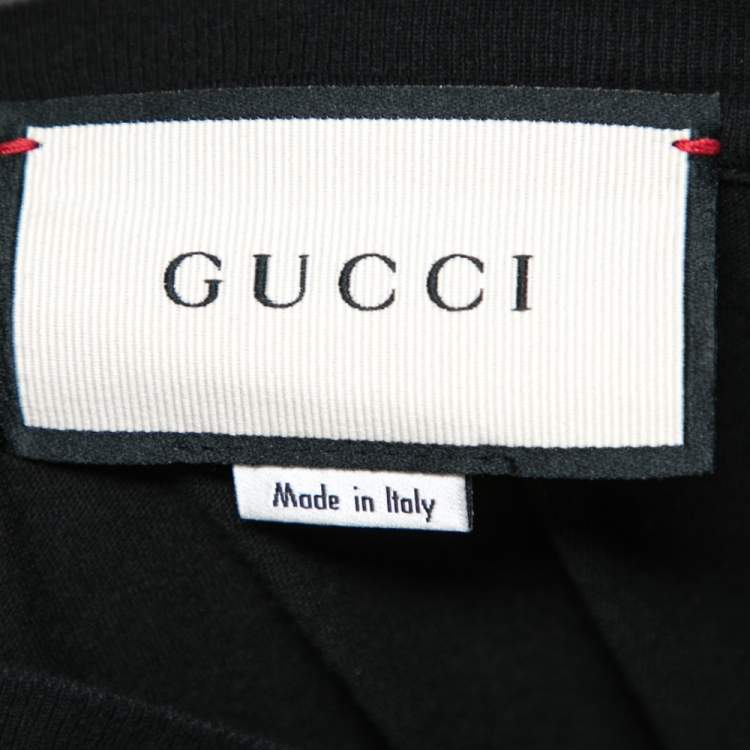 Pre Owned Gucci Black Washed Cotton Logo Printed Oversized T-Shirt XS