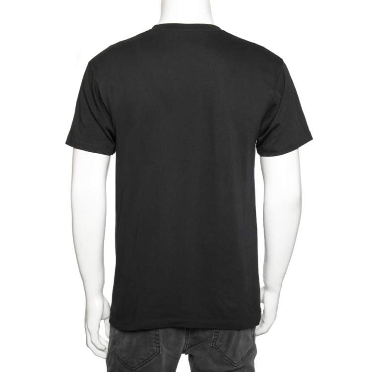 Pre Owned Gucci Black Cotton Foil Logo Printed Short Sleeve T-Shirt XS