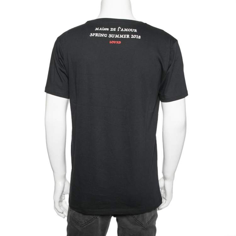 مملوكة مسبقًا Gucci Black Cotton Bat Invite Printed Short Sleeve T-Shirt S