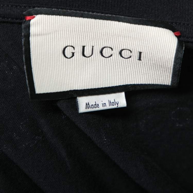 مملوكة مسبقًا Gucci Black Cotton Bat Invite Printed Short Sleeve T-Shirt S