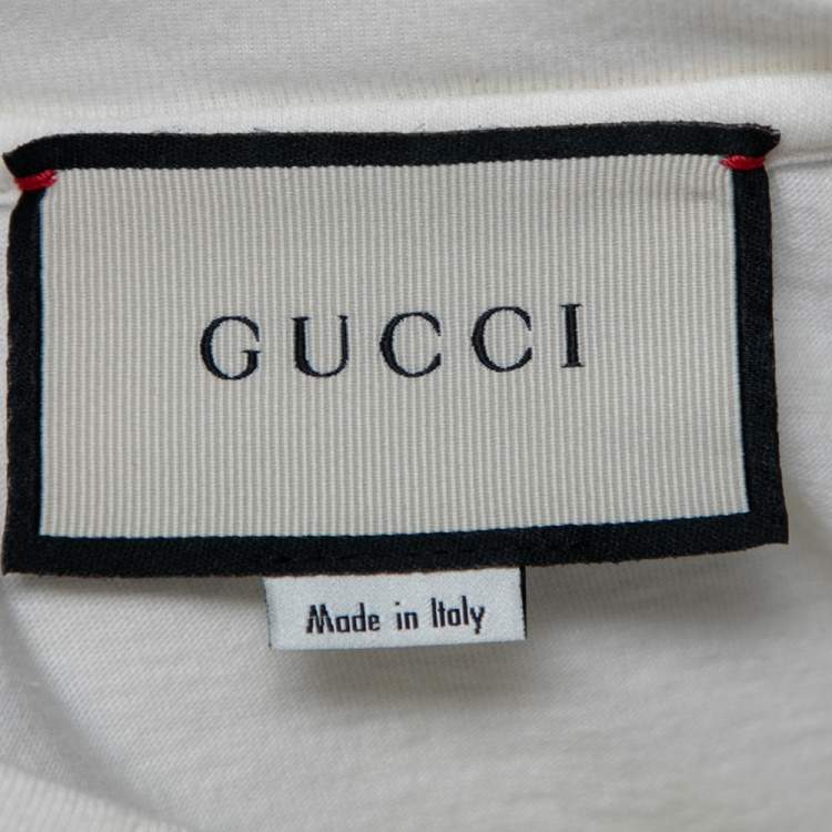 Pre Owned Gucci Off White Cotton Tiger Sprovveduta Età Printed Short Sleeve T-Shirt S