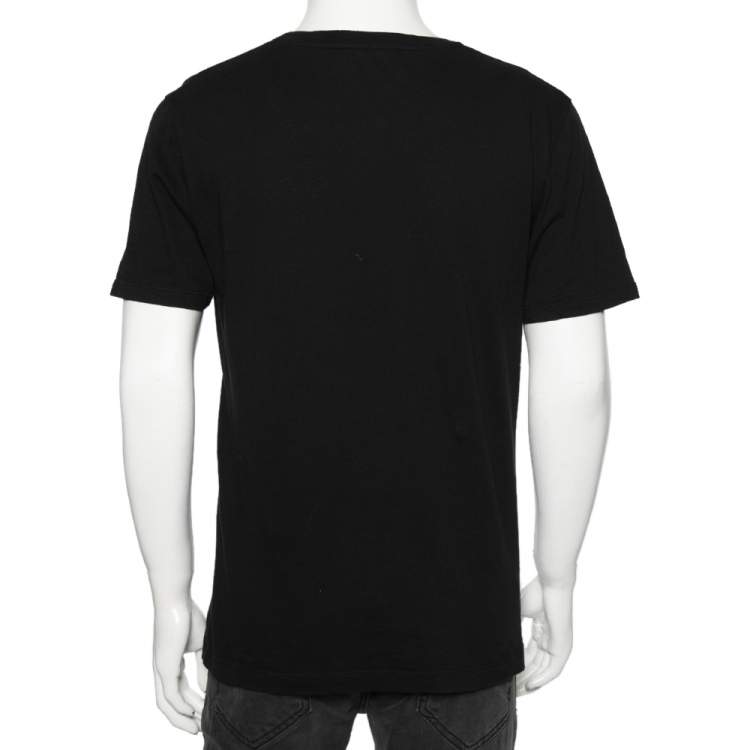 Pre Owned Gucci Black Cotton Gucci Logo Crew Neck Short Sleeve T-Shirt S
