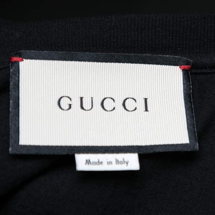 Pre Owned Gucci Black Cotton Gucci Logo Crew Neck Short Sleeve T-Shirt S