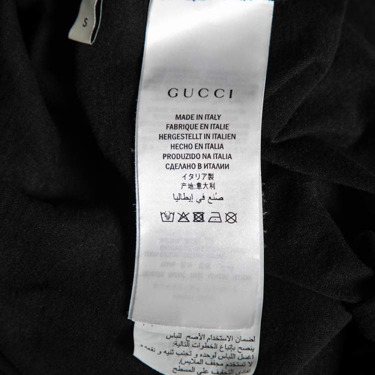 Pre Owned Gucci Black Cotton Logo Printed Crew Neck Short Sleeve T-Shirt S