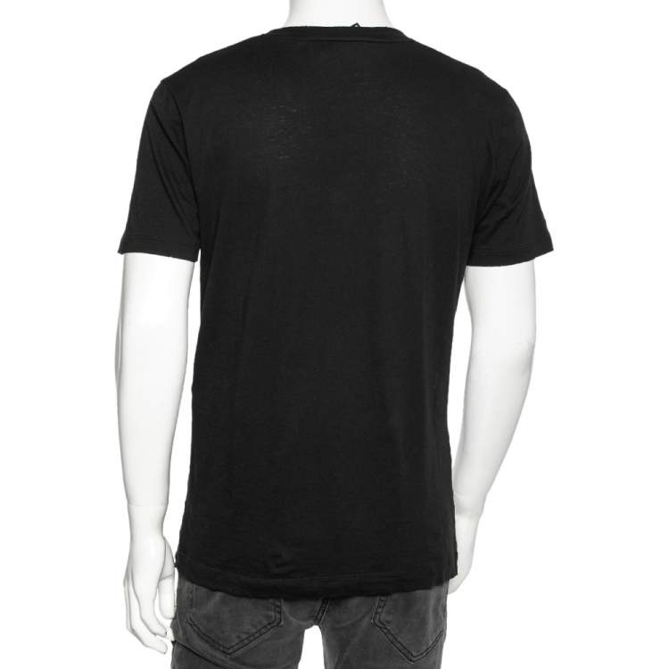 Pre Owned Gucci Black Cotton Logo Printed Crew Neck Short Sleeve T-Shirt S