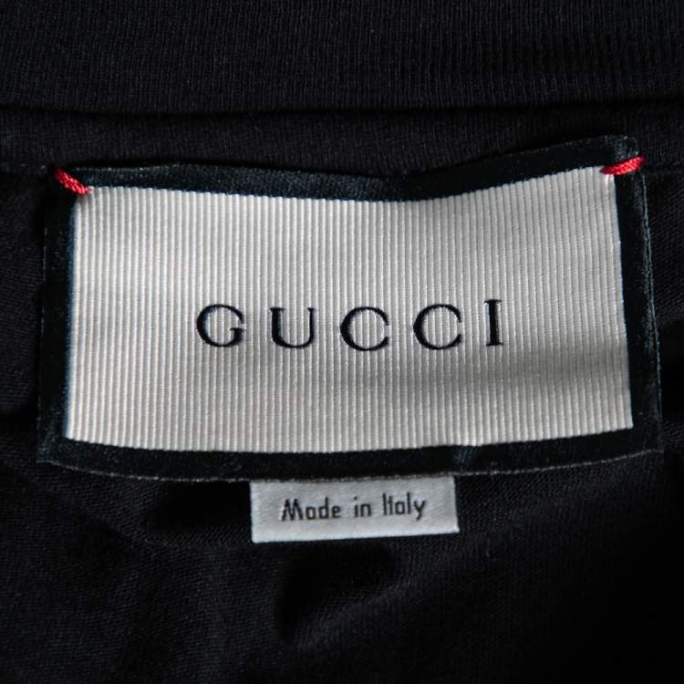 Pre Owned Gucci Black Cotton Logo Printed Crew Neck Short Sleeve T-Shirt S
