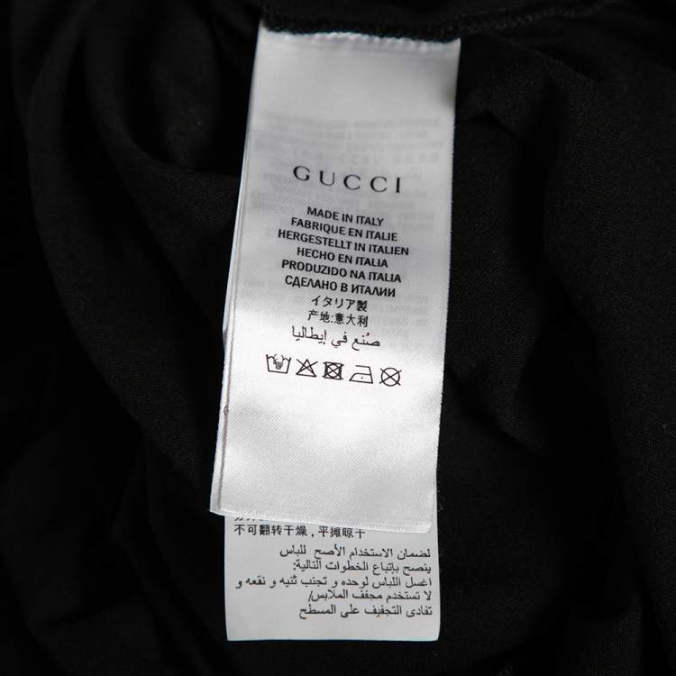 Pre Owned Gucci Black Cotton Logo Printed Crewneck T-Shirt S