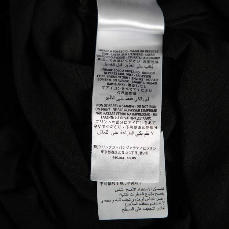 Pre Owned Gucci Black Cotton Logo Printed Crewneck T-Shirt S