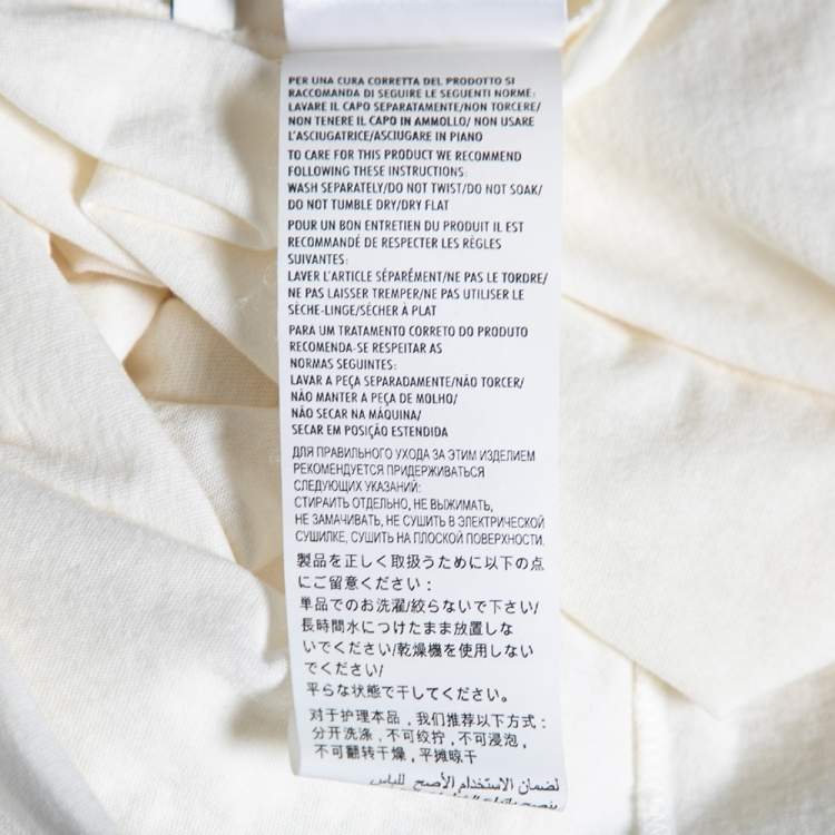 Pre Owned Gucci Cream Cotton Logo Printed Crew Neck T-Shirt S