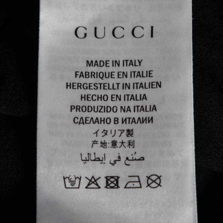 Pre Owned Gucci Black Cotton Logo Printed Crew Neck T-Shirt XS