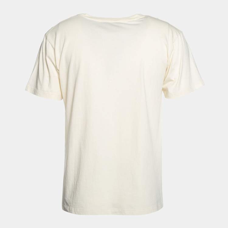 Pre Owned Gucci Cream Cotton GG Printed Crew Neck T-Shirt S